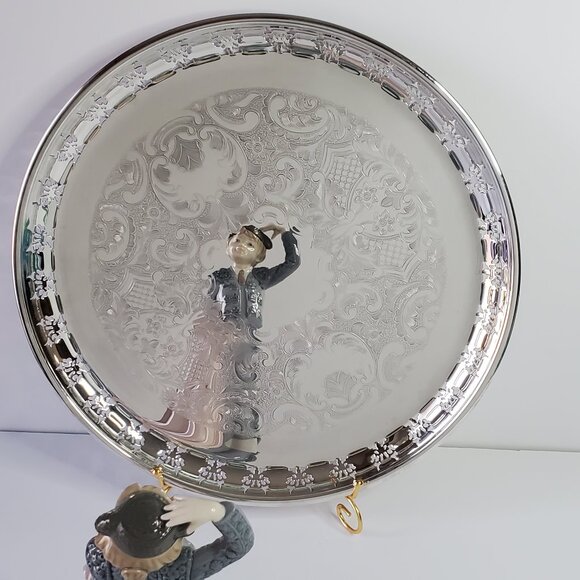 Birks Primrose Plated Serving Tray – 13.5" – Vintage w/ Original Box - Picture 3 of 11